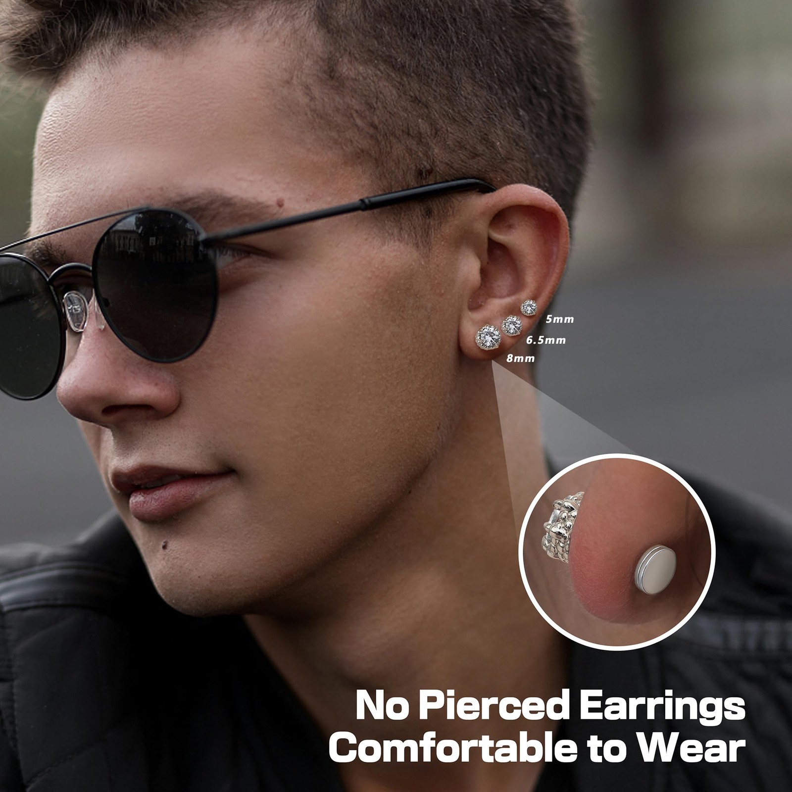 Magnetic Earrings for Men Women – 5A Shiny CZ Dragon Earrings Studs Silver