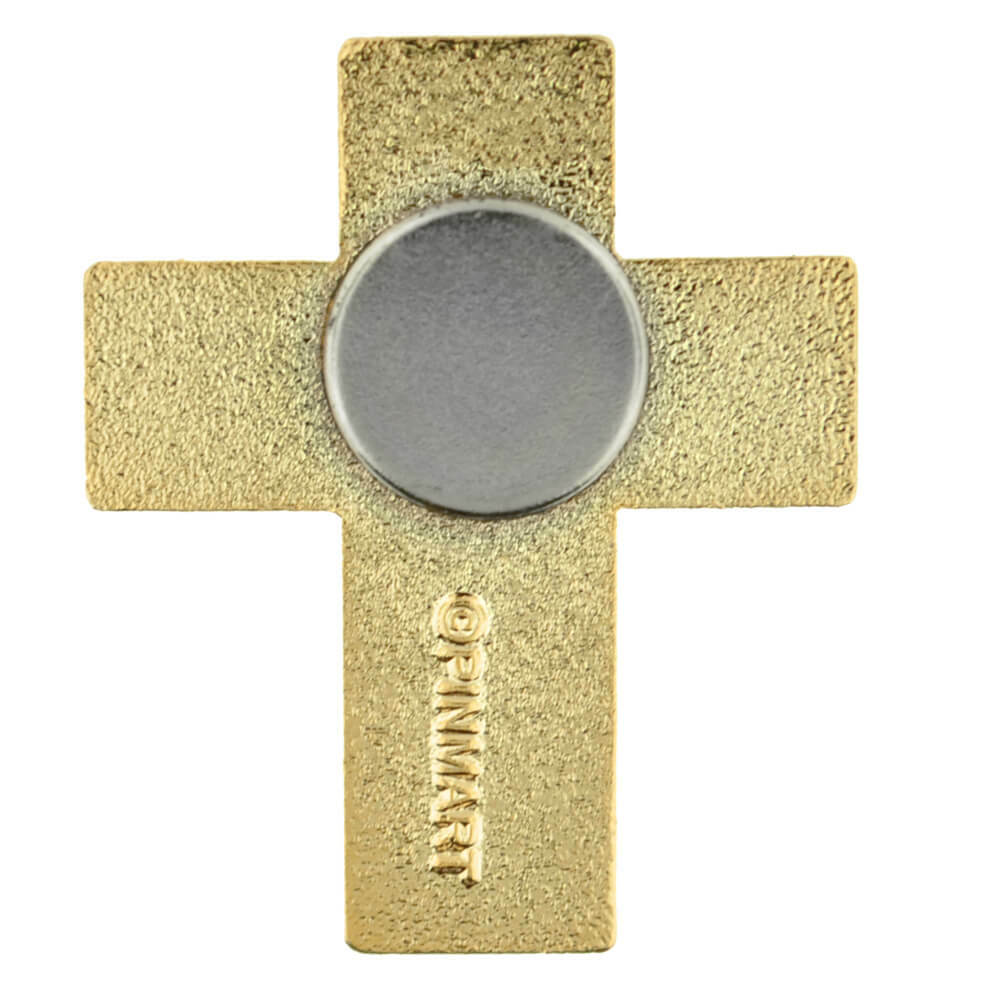 PinMart’s American Flag Cross Patriotic Enamel Lapel Pin with Magnetic Back