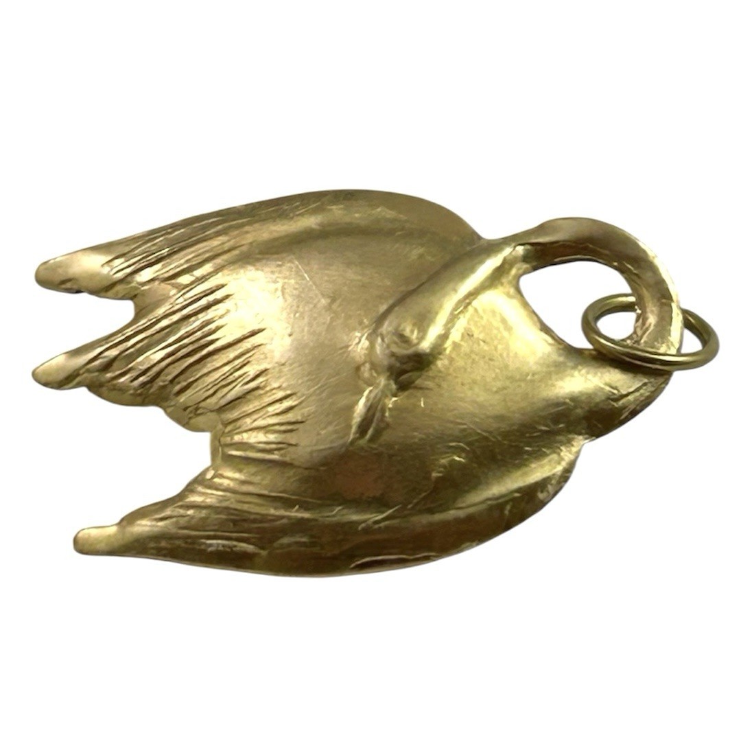 Swan Charm Necklace Pendant Elegant Brass Metal Stamping Bird Goose Jewelry