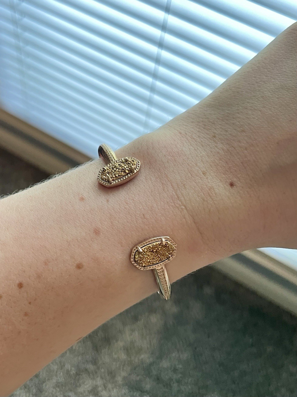 Kendra Scott Elton Cuff Bracelet Drusy Rose Gold Never Worn No Box