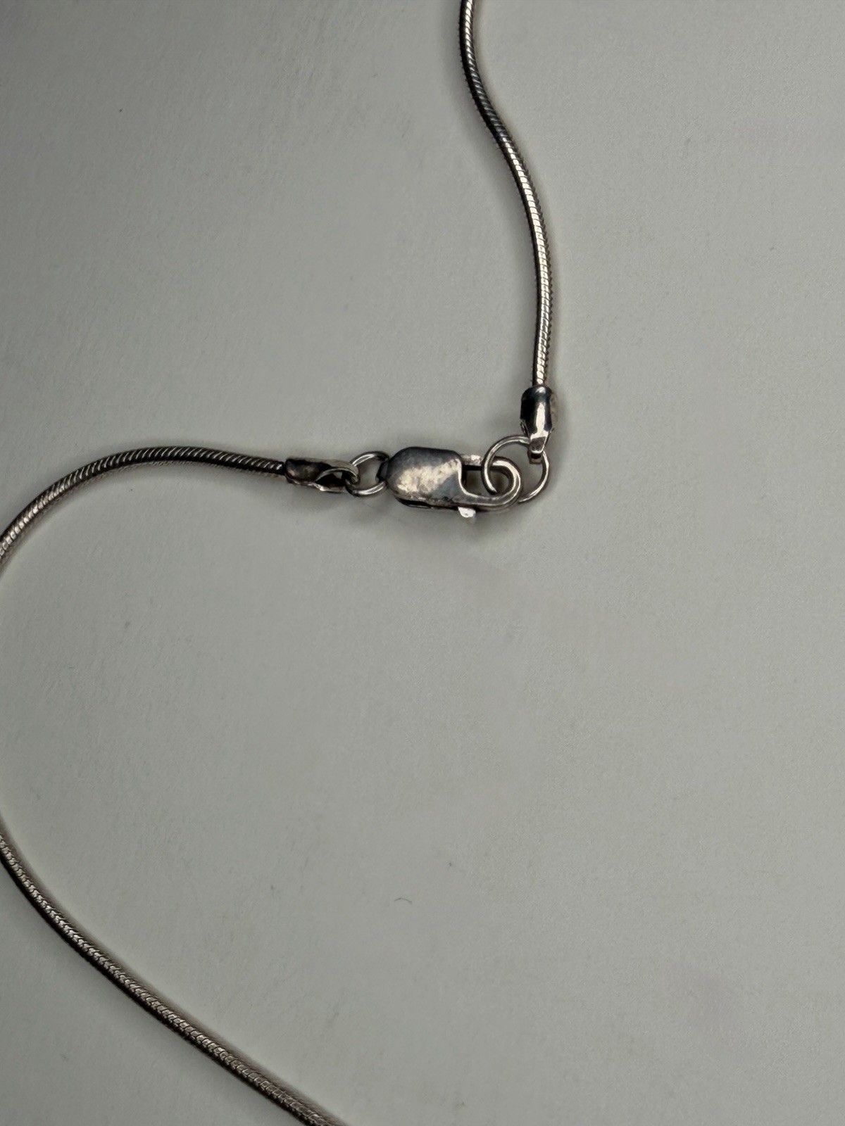 Silver Snake Chain Necklace 18″ Amethyst Teardrop Charm Pendant Crystal