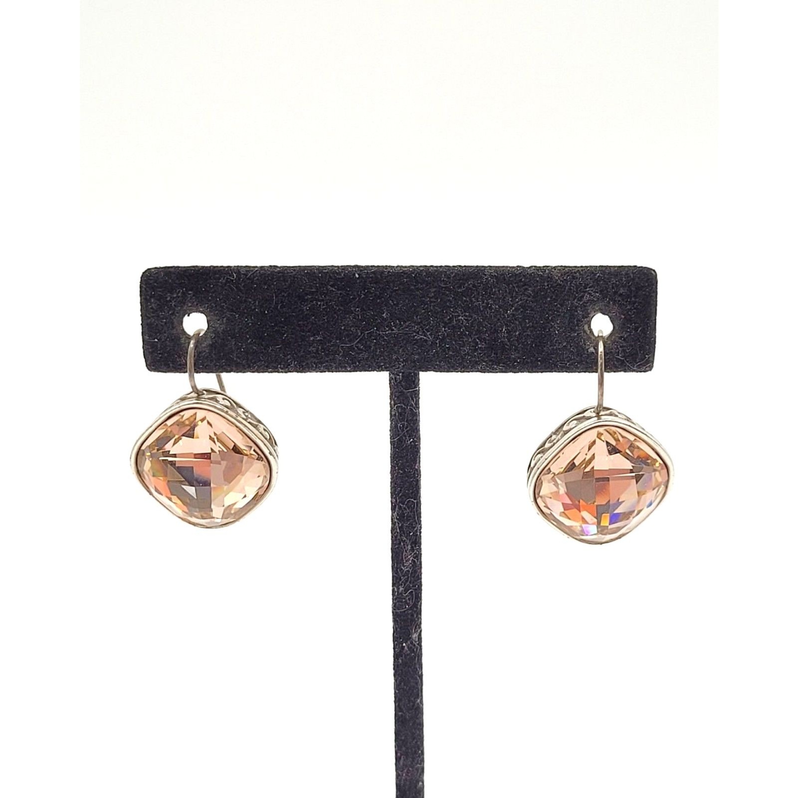Vintage Brighton Venus Rising Pink Swarovski Crystal Cushion Drop Earrings