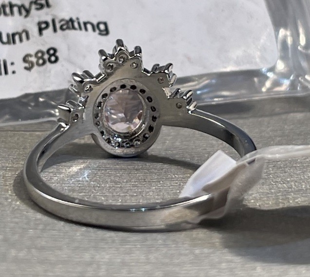 Bomb Party Plenty of Sunshine Ring Sz 7 Light Brown Amethyst Rhodium