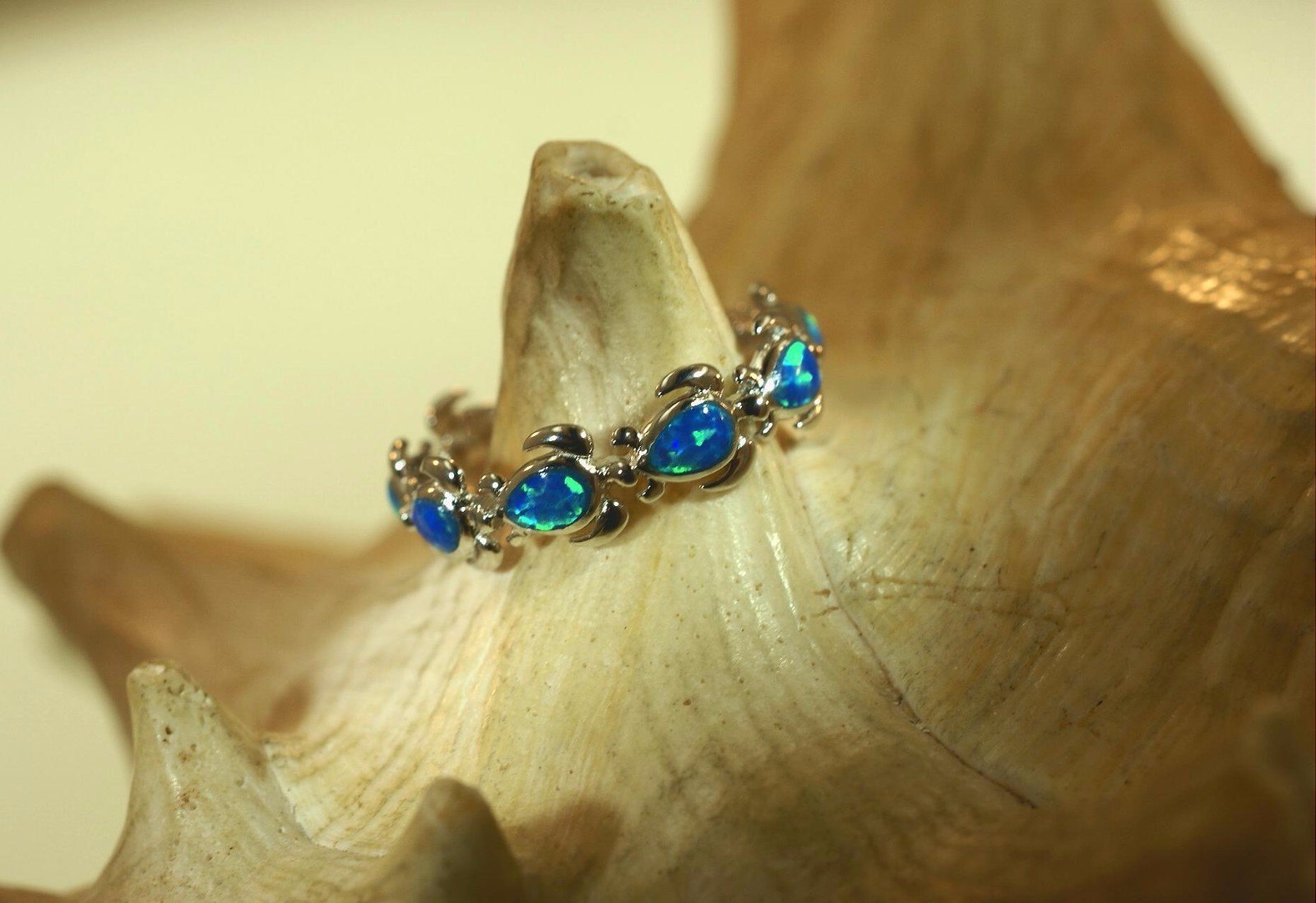 6MM HAWAIIAN RHODIUM OVER SOLID 925 STERLING SILVER INLAID OPAL TURTLE RING 5-10