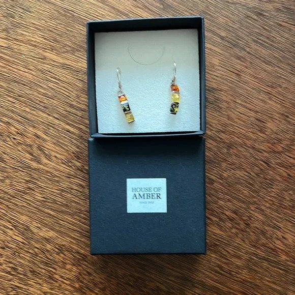 House of Amber, tricolor amber drop earrings
