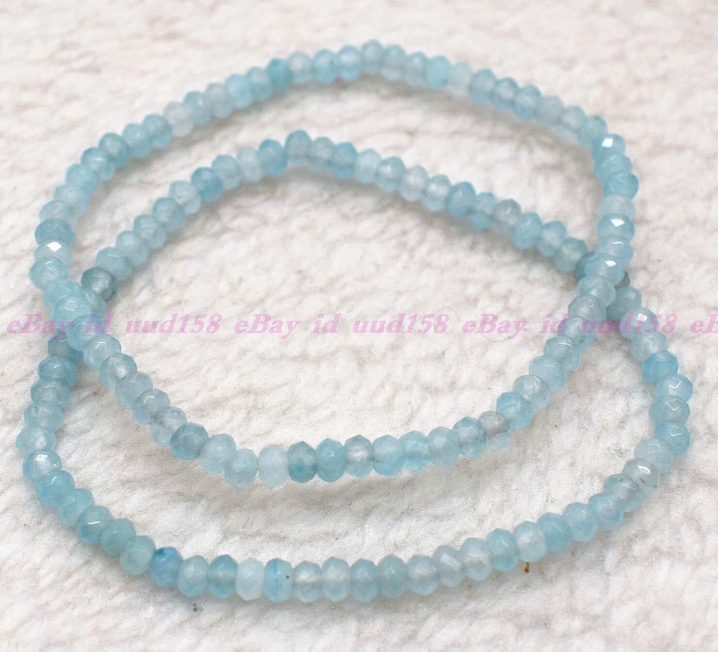 Wholesale Lot 6 Pcs Natural Aquamarine 2x4mm 7.5” Crystal Stretch Bracelet