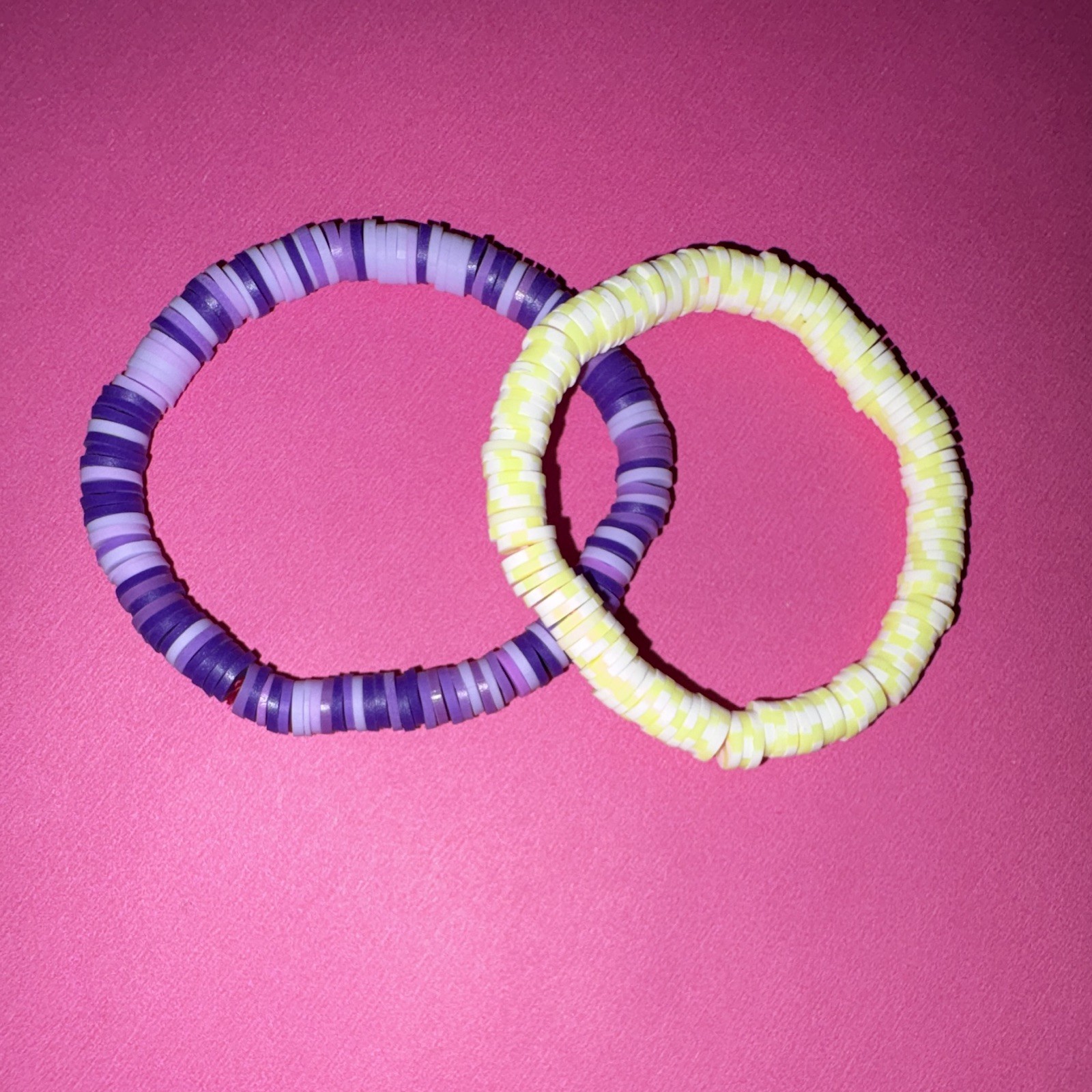 Set of 3 Multicolor Plastic Round Beaded Stretch Stackable Bracelets