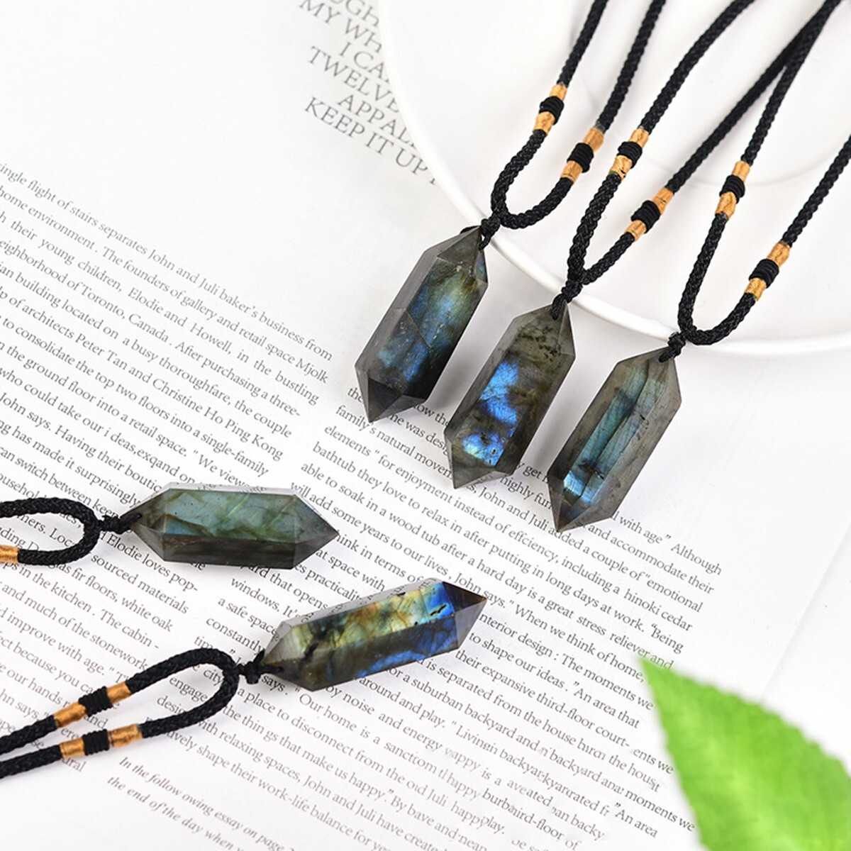 High Flash Labradorite Double Point Pendant Necklace Healing Crystal Gifts