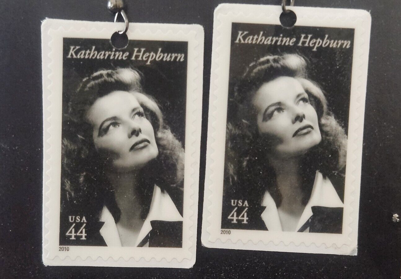 Katharine Hepburn Earrings Handmade Postage Stamp 44 cent lightweight