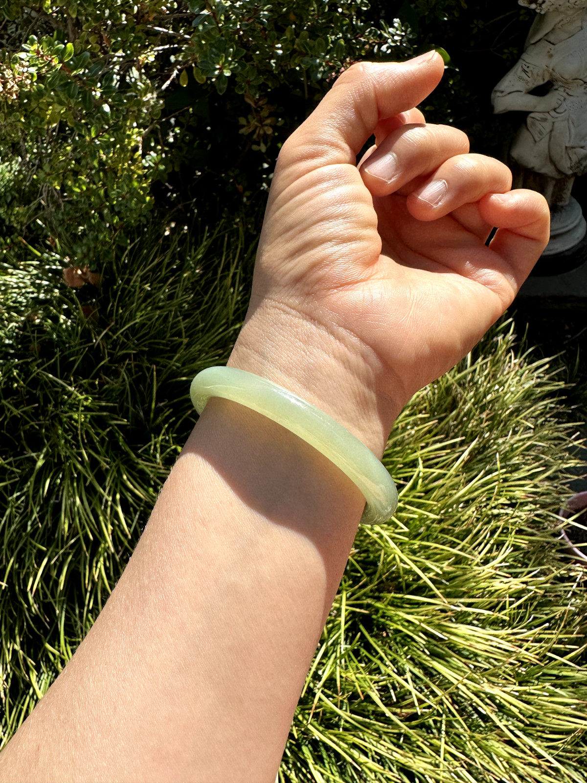 54.2mm Oily Water Duck Egg Green Nephrite Bangle Bracelet | 54口鸭蛋青和田玉手镯