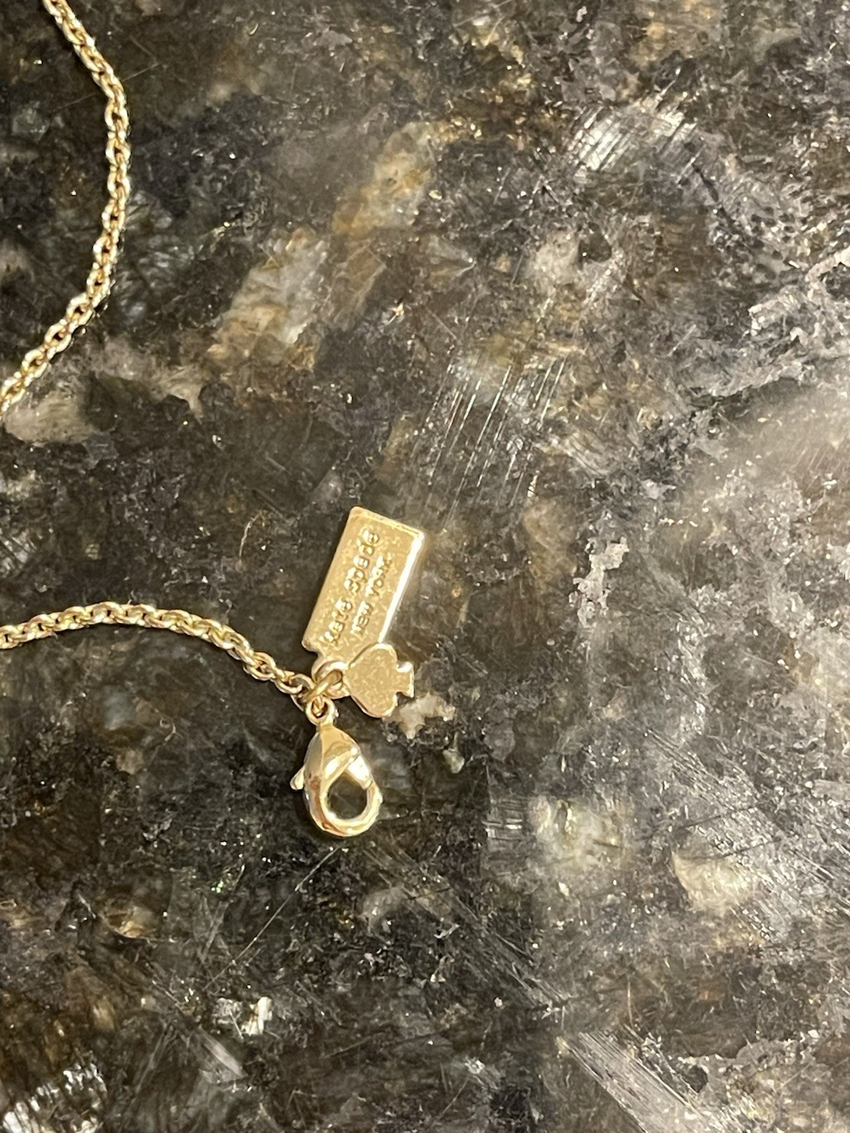 Kate Spade Gold Tone Cable Chain Necklace 30in Pink Enamel Bow Stations