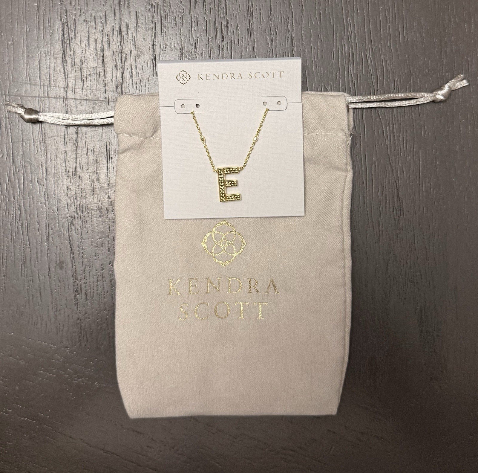 Kendra Scott Gold Letter E Pendant Necklace, Crystal, 14k Yellow Gold-Plated