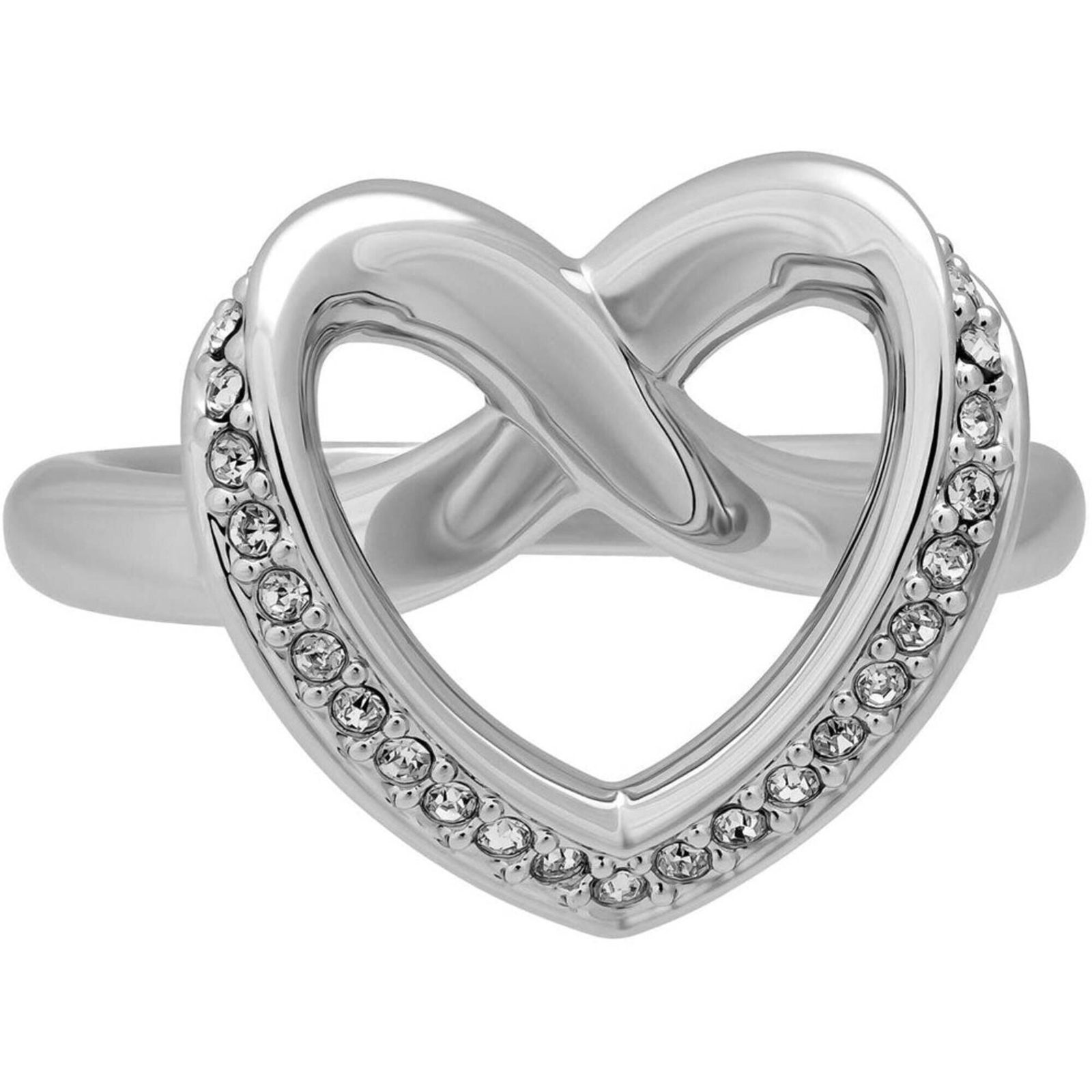 Swarovski Women’s Ring Cupidon Rhodium Plated Crystal Pavé Heart, Size 9 5140097