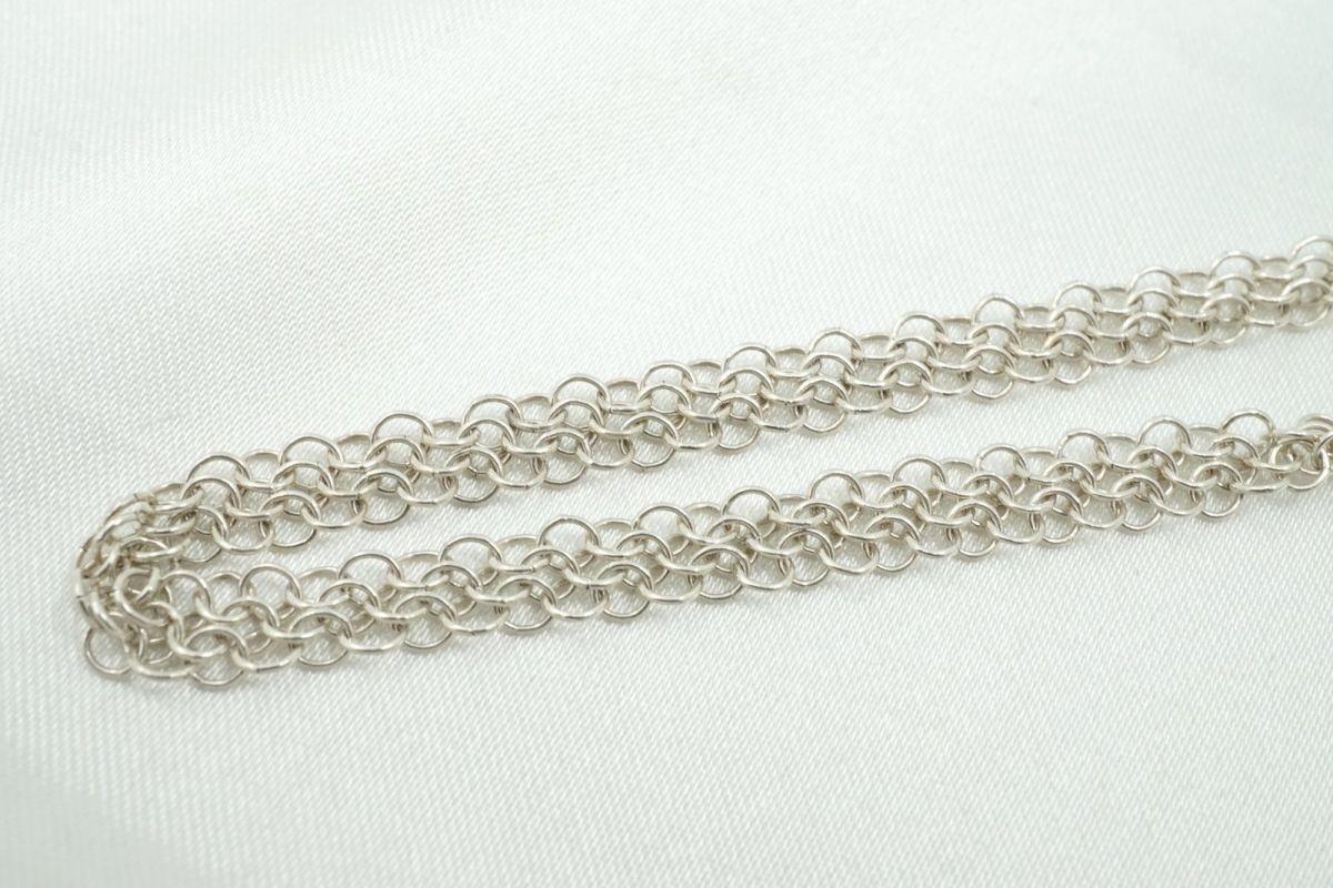 TIFFANY & Co. Mesh Collection Long Necklace Elsa Peretti 9.1g SV925 Silver 6805j