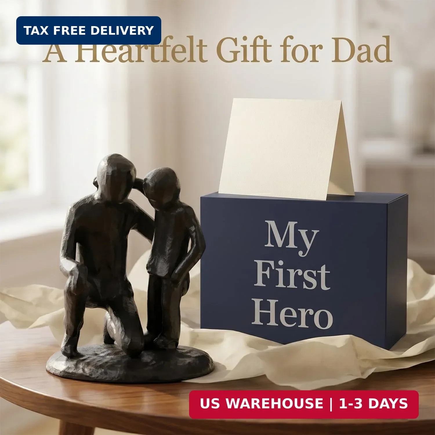Iron Father and Son Sculpture,Sentimental Gift for Dad,Meaningful Birthday Gifts