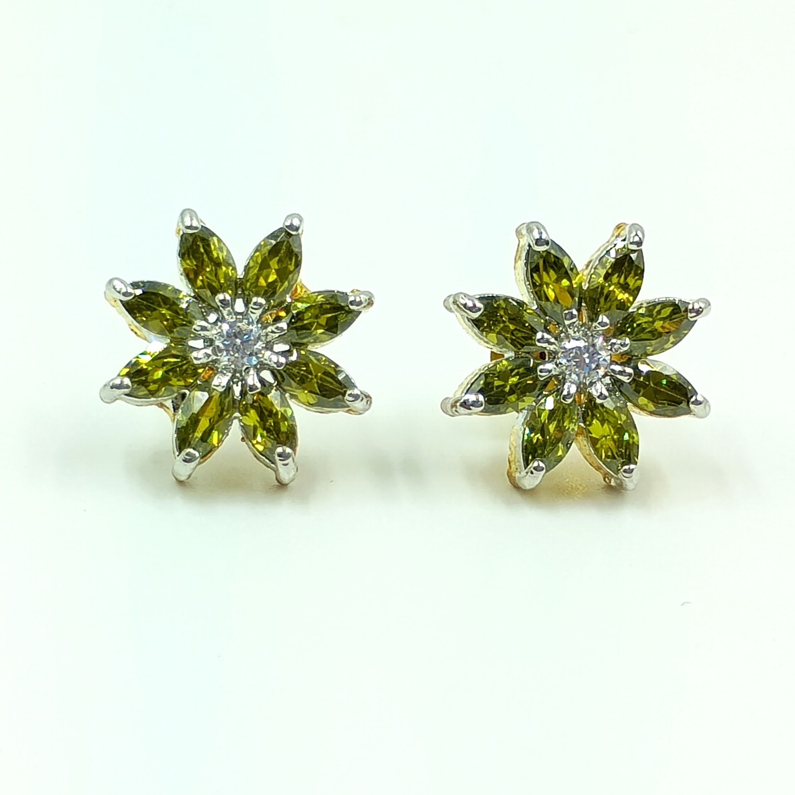 Traditional Handmade Peridot CZ Studs 22k Gold Plated South Indian Fashion