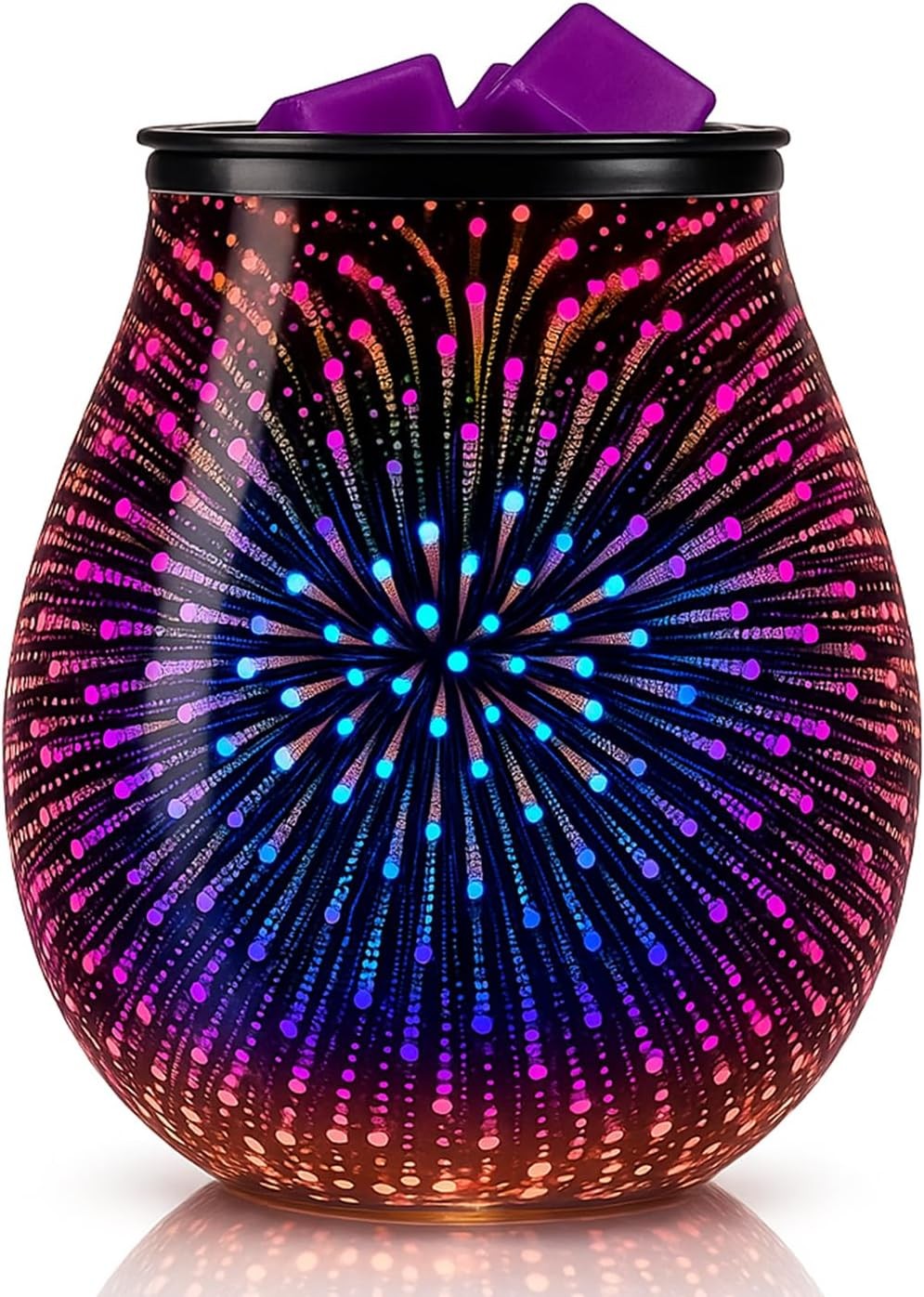 Leyoue 3D Glass Fireworks Electric Wax Melt Warmer with PTC Heating Plate 3d