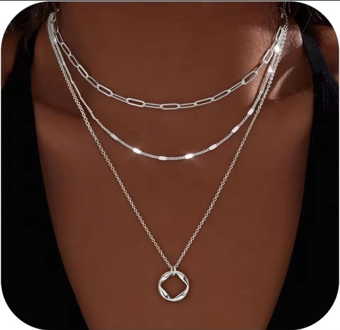 14K Gold Plated Layered Necklace Set Women – Stackable Trendy Chains
