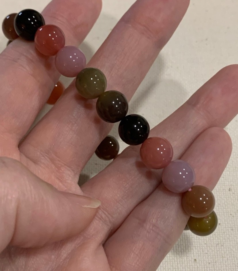 Old Mine Pink Green Tourmaline Bracelet 9.1mm Gemmy Crystal Stretch Bracelet