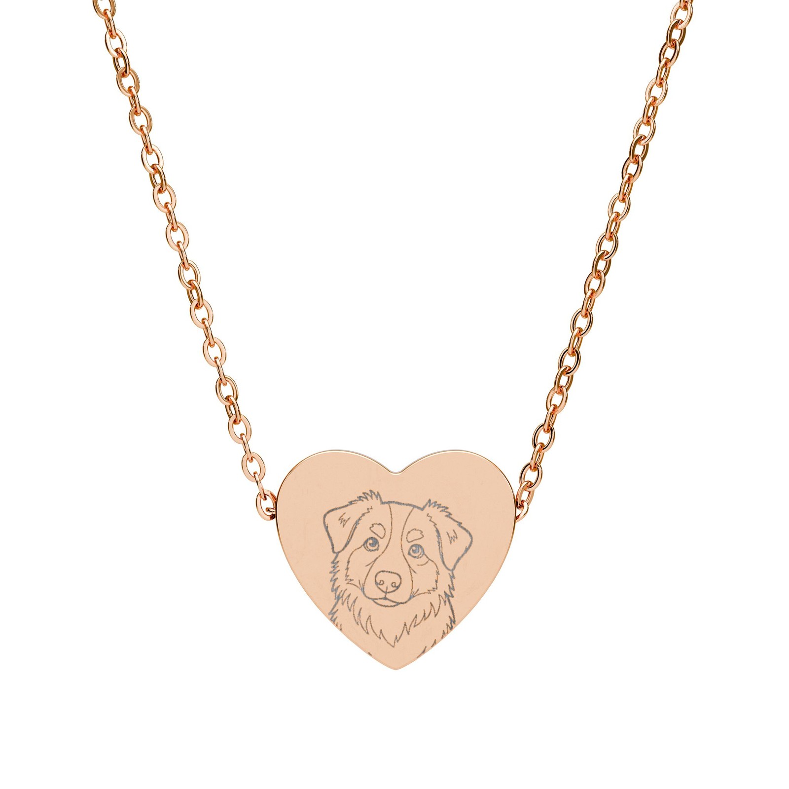 Australian Shepherd Engraved Heart Necklace