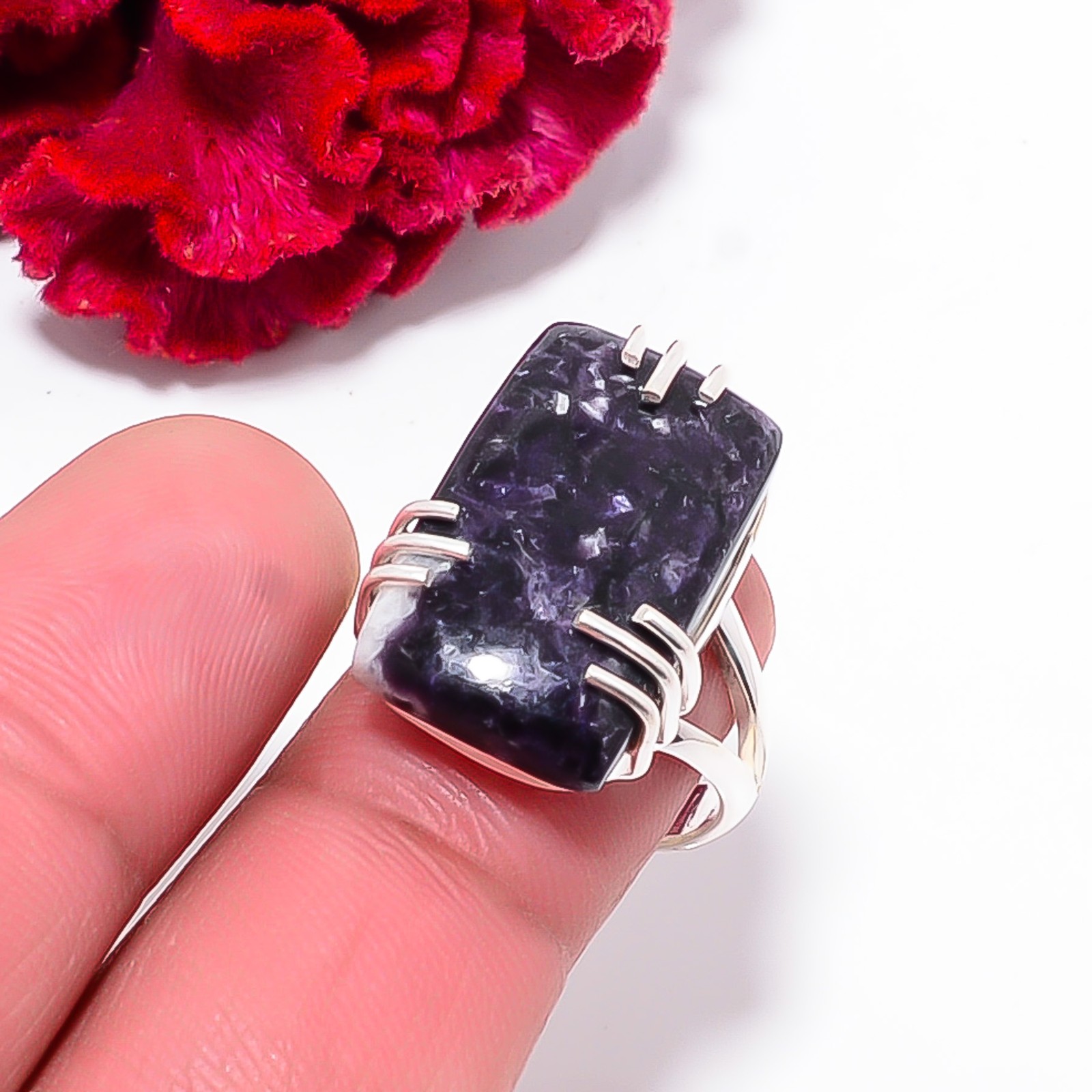 Lepidolite – San Diego Gemstone 925 Sterling Silver Ring S.8 R102545