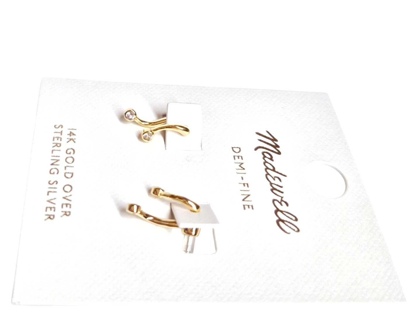 Madewell Demi Fine Crystal Twisted Front Back Earrings White Sapphire NY800 New