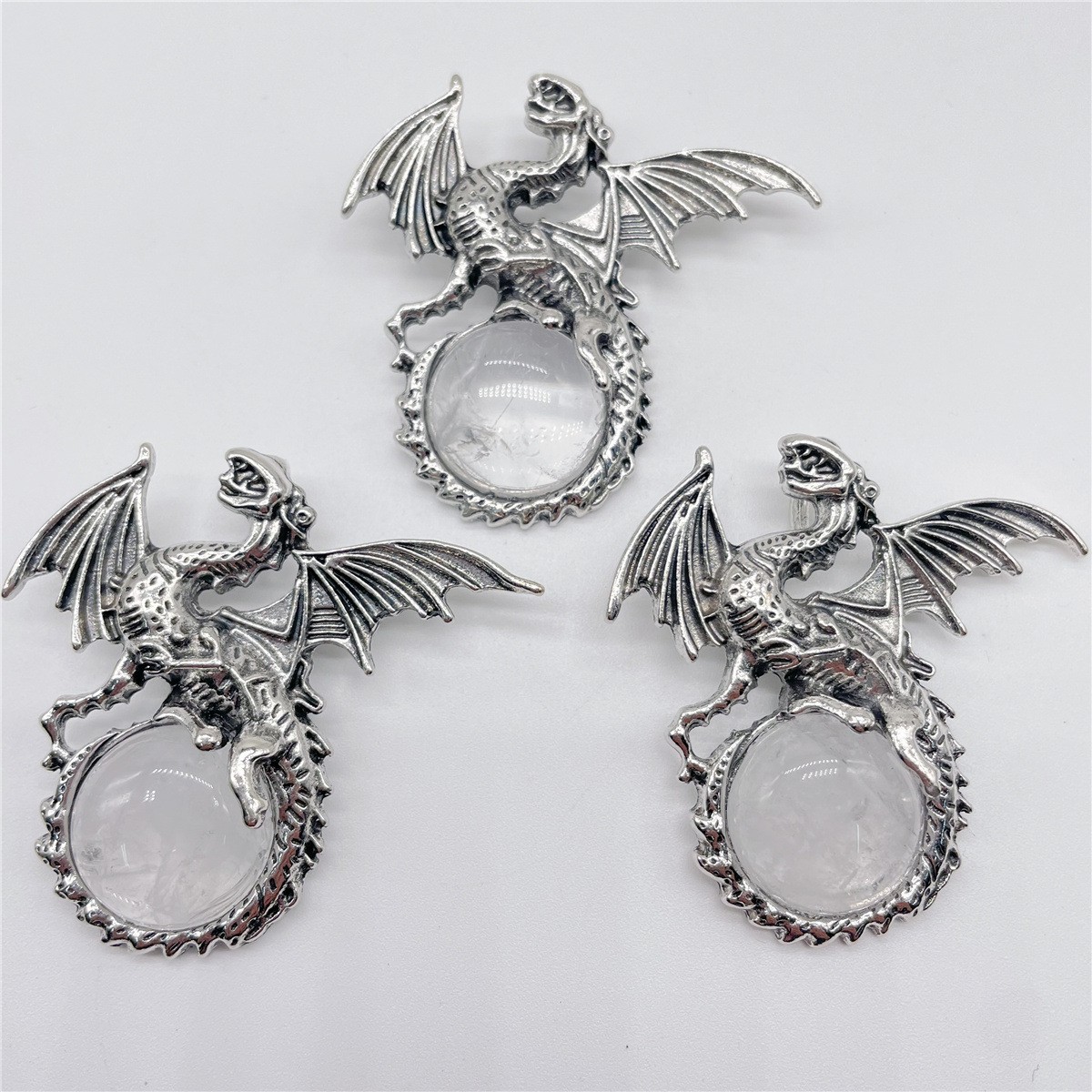 10pcs Mixed Natural Stone Flying Dragon Pendants Healing DIY Jewelry Making