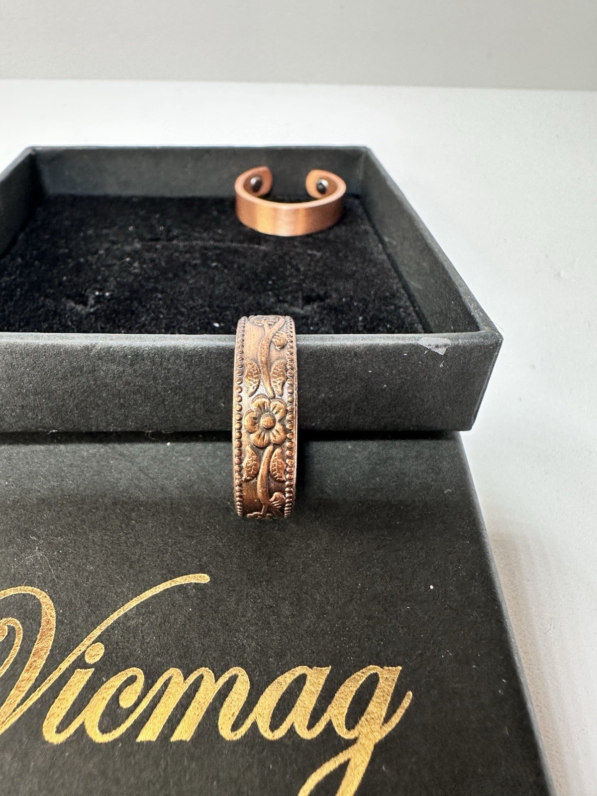 2 Vicmag Copper Magnetic Ring for Women 99.9% Copper Finger Ring Strong Magnet