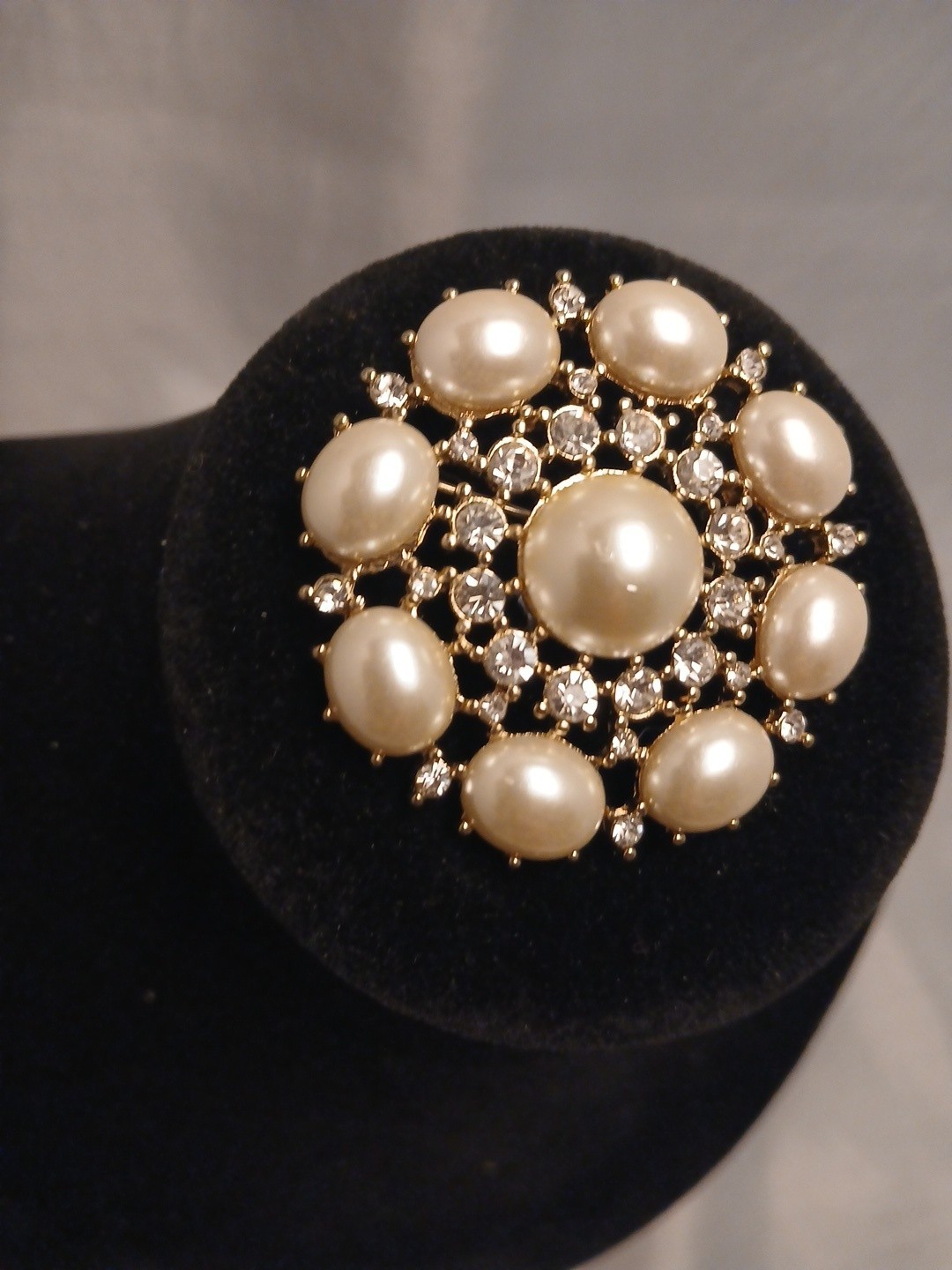 Monet Faux Pearl And Rhinestone Broch