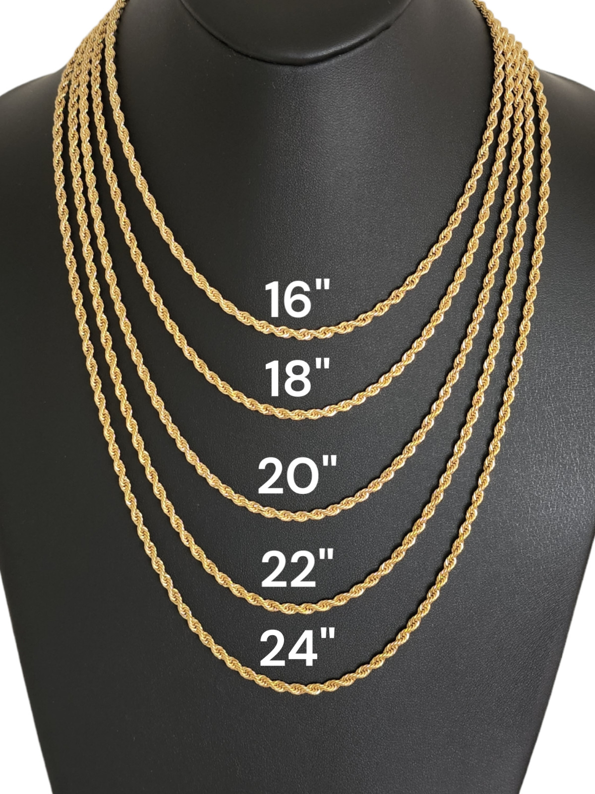 Stainless Steel Gold Plated Rope Chain 3mm Hip Hop Jewelry Unisex, Women, Men
