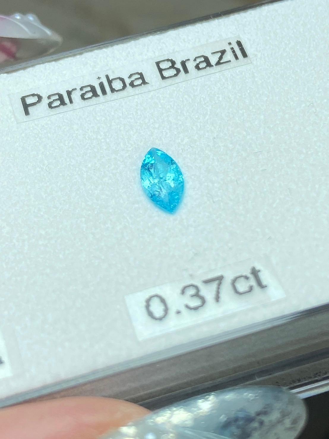 [jerseychou] Brazil ！Natural Paraiba Tourmaline, 0.37ct, GIA