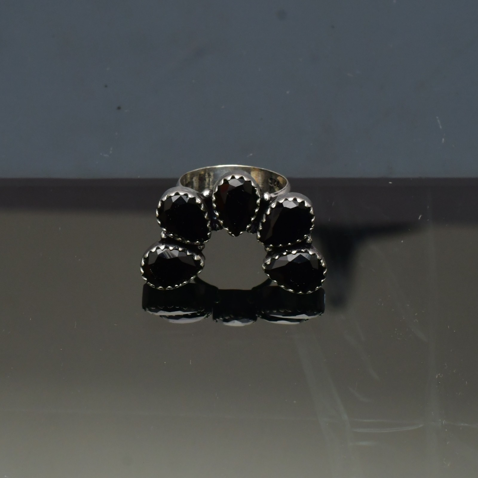 Black Onyx (Lab-Created)Gemstone 925 sterling silver Handmade Ring- All Size