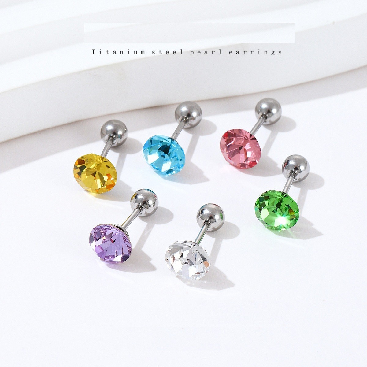 Hypoallergenic Titanium Surgical Steel 6mm Round CZ Stud Earrings Screw Back S9