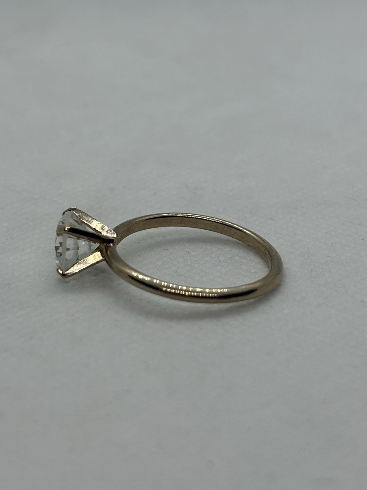 Vintage ESPO Simulated Diamond Ring 14K Gold Electro Plated Solitaire Size 10