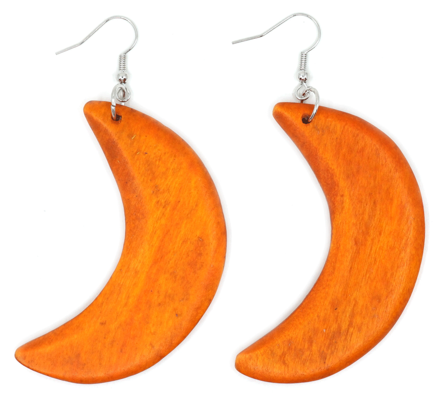 TB Crescent Moon Wood Natural Multi-Color Fashion Jewelry Long Dangle Earrings