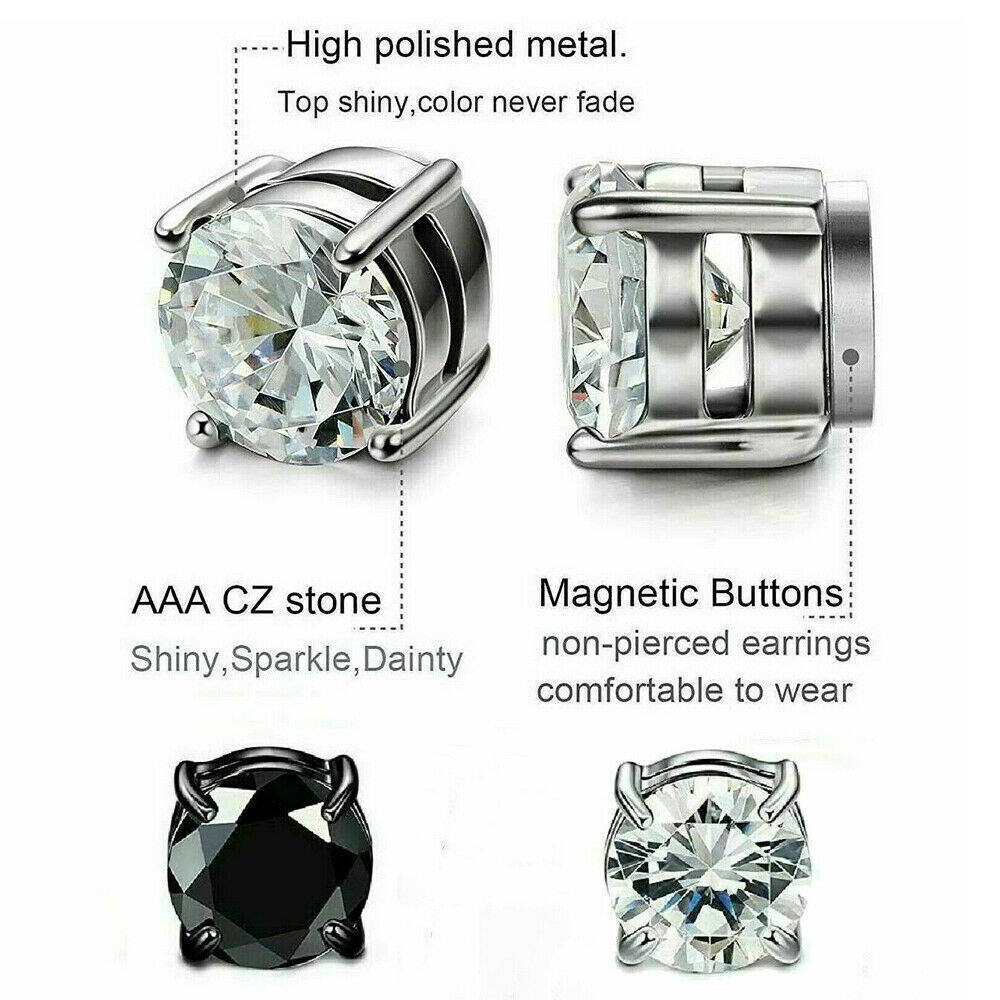 Gothic Hoop Earrings Titanium Steel Magnetic Stud Ear Plugs Womens Mens Jewelry
