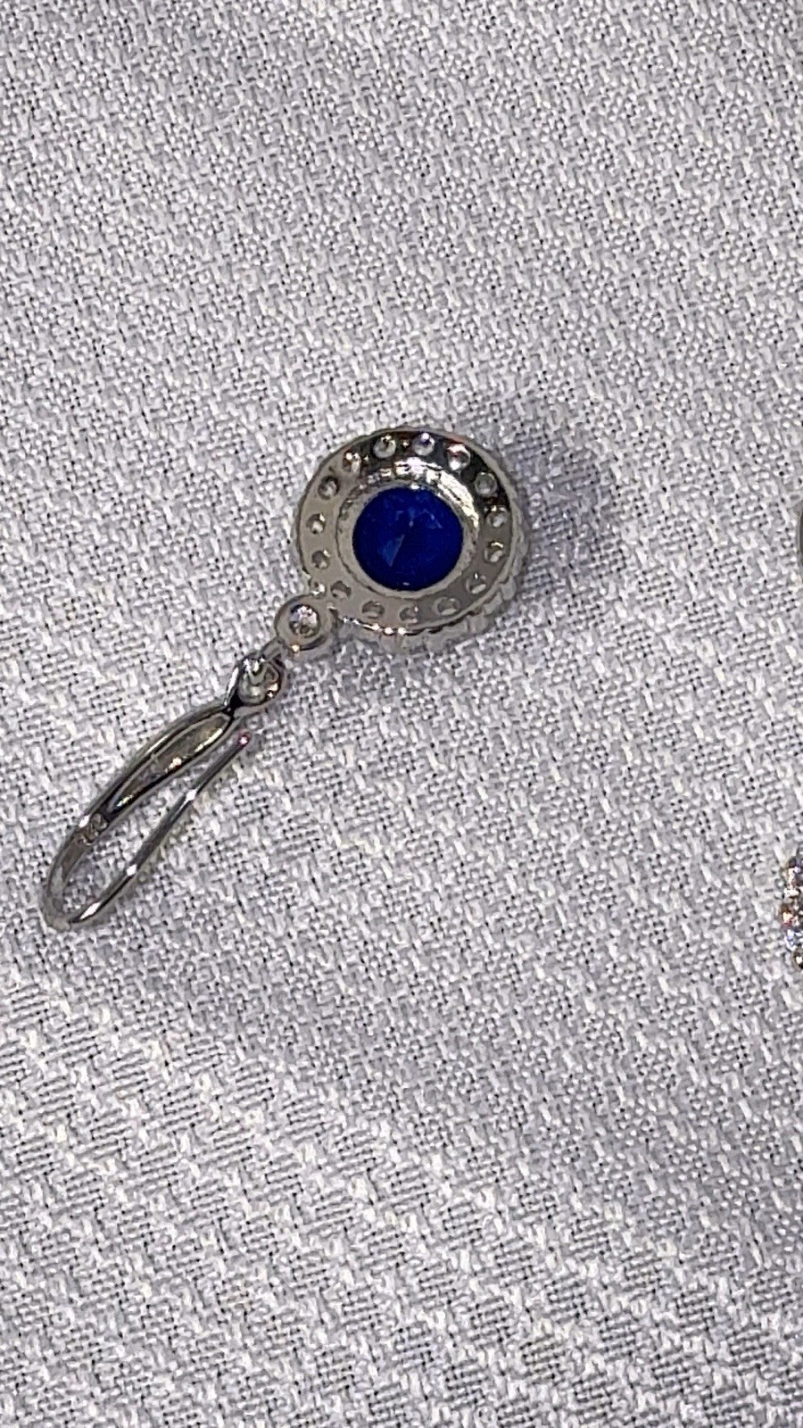 925 Sterling Silver Blue Round Cubic Zirconia Halo Leverback Dangle Earrings