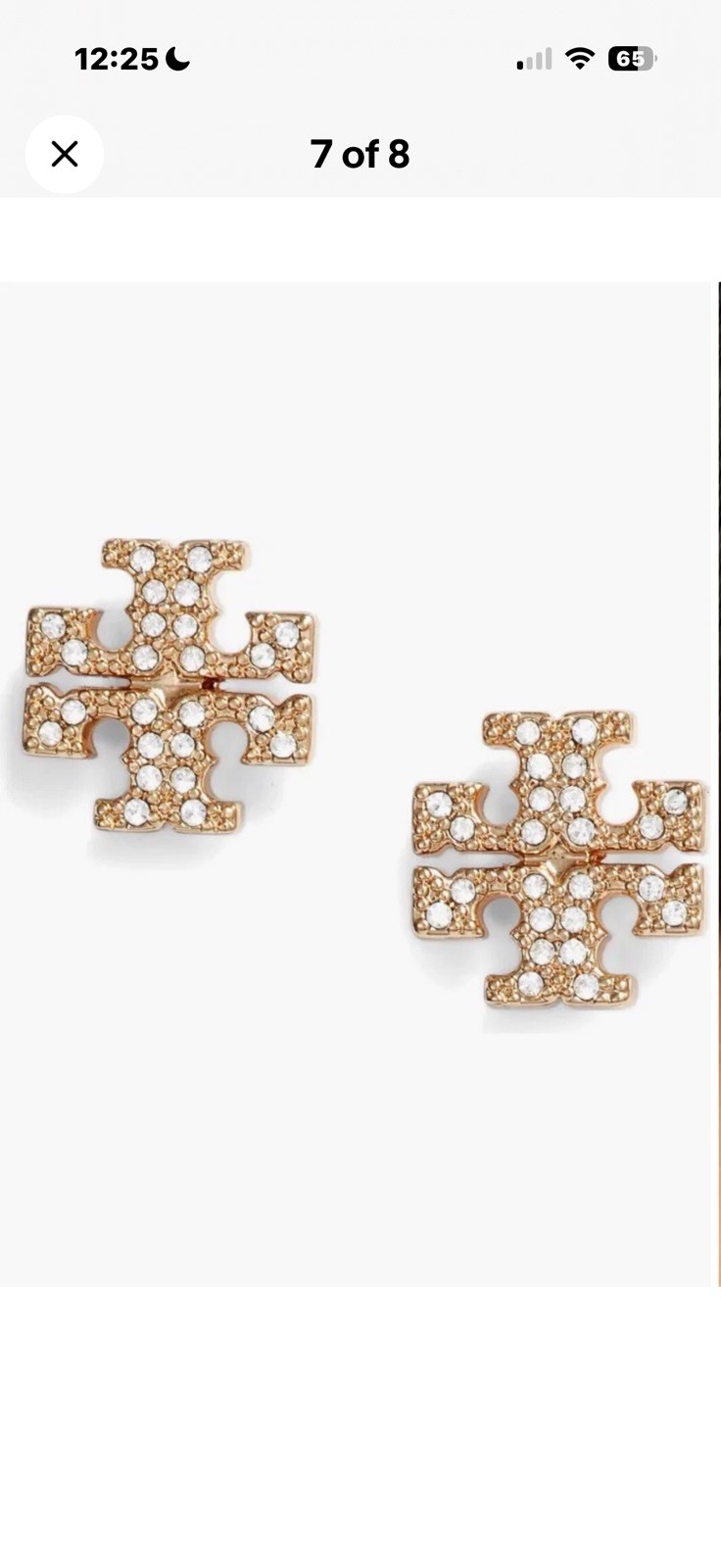 TORY BURCH KIRA CRYSTAL LOGO STUD EARRINGS Gold