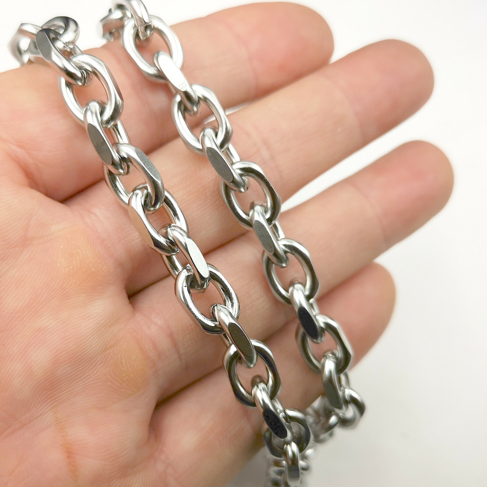 8mm Men’s Women bracelet / Anklets / necklace S.steel rollo polyhedral chain