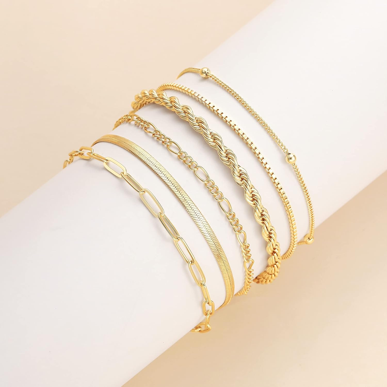 Gold Bracelets for Women Waterproof, 14K Real Gold Jewelry Sets for Women Trendy