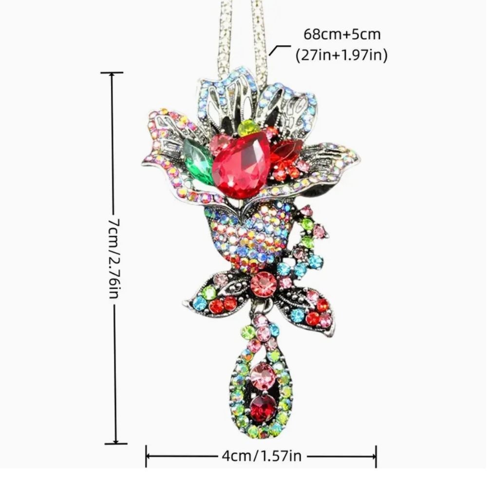 Betsey Johnson Necklace Multicolor Crystal Flower Pendant Silver Tone