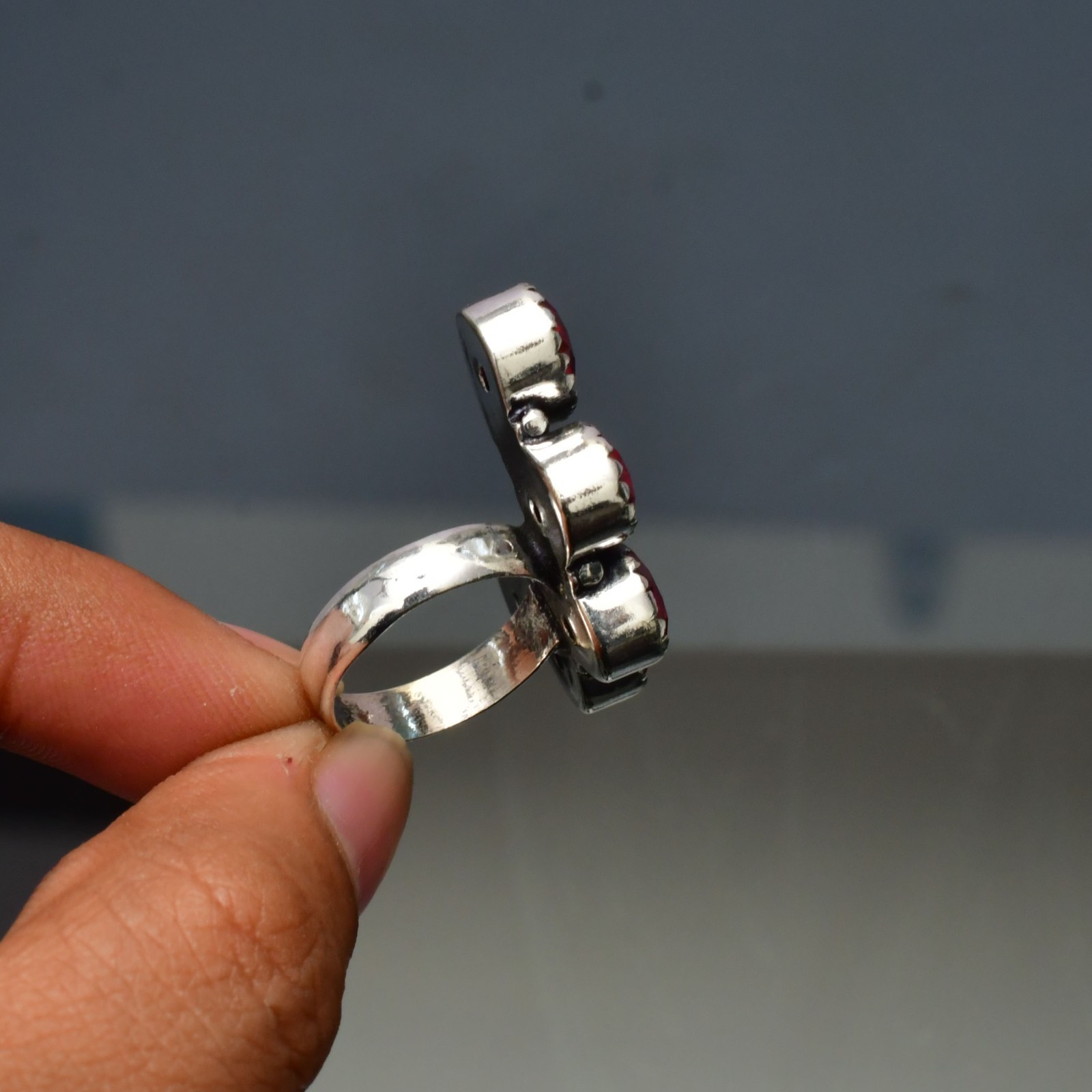 Garnet (Lab-Created)Gemstone 925 sterling silver Handmade Ring- All Size