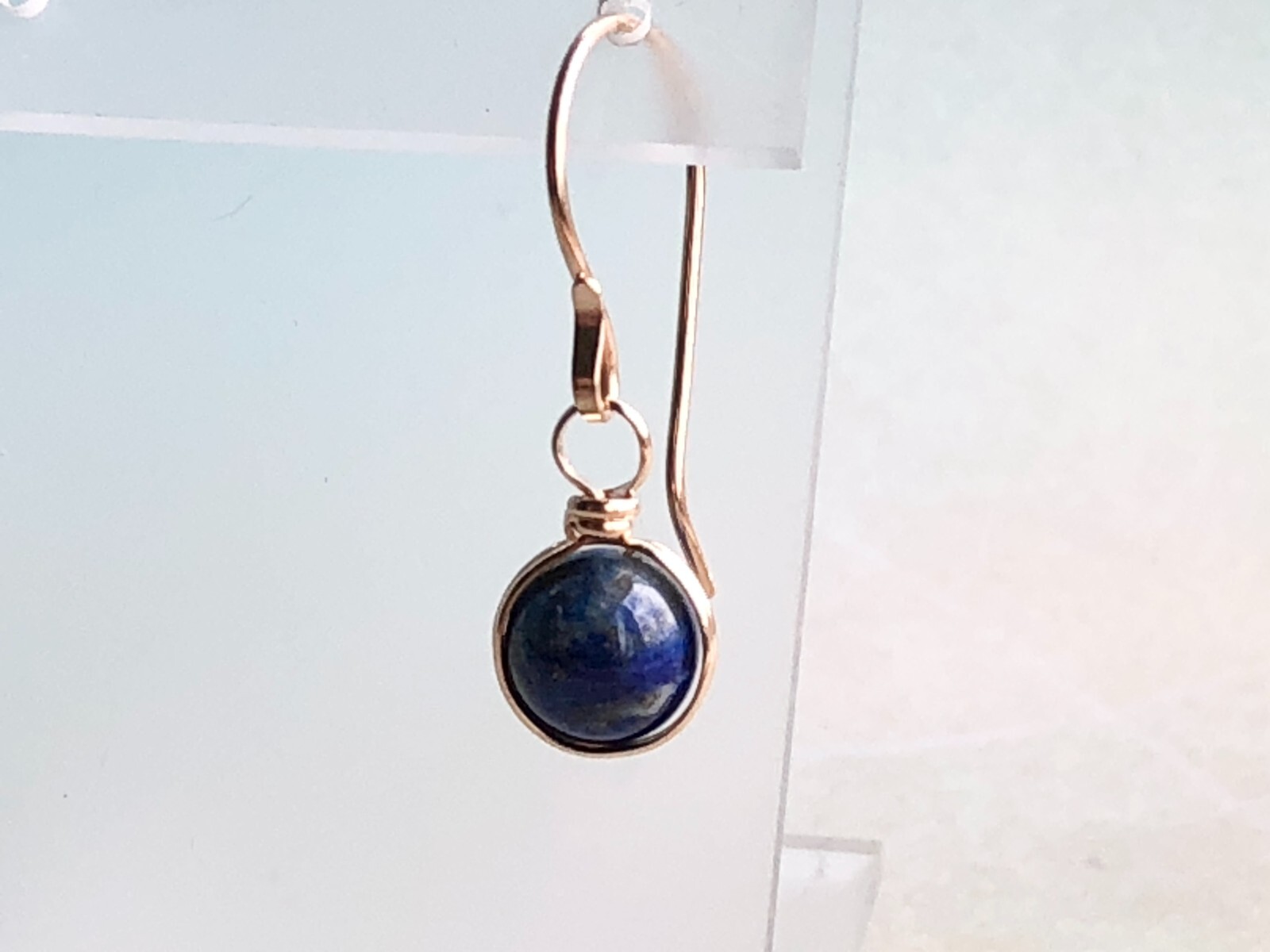 Gold Filled and Lapis Lazuli Earrings, Lapis Lazuli Modern Dangle Earrings