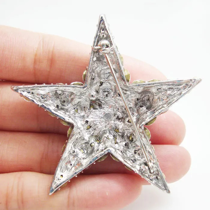 Silver Tone Wedding Bride Austria Crystal Clear Starfish Star Brooch Pin Jewelry