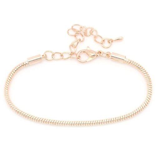 8.5″ plus 2″ extension Rose Gold Tone Snake Chain Bracelet with Lobster Clasp