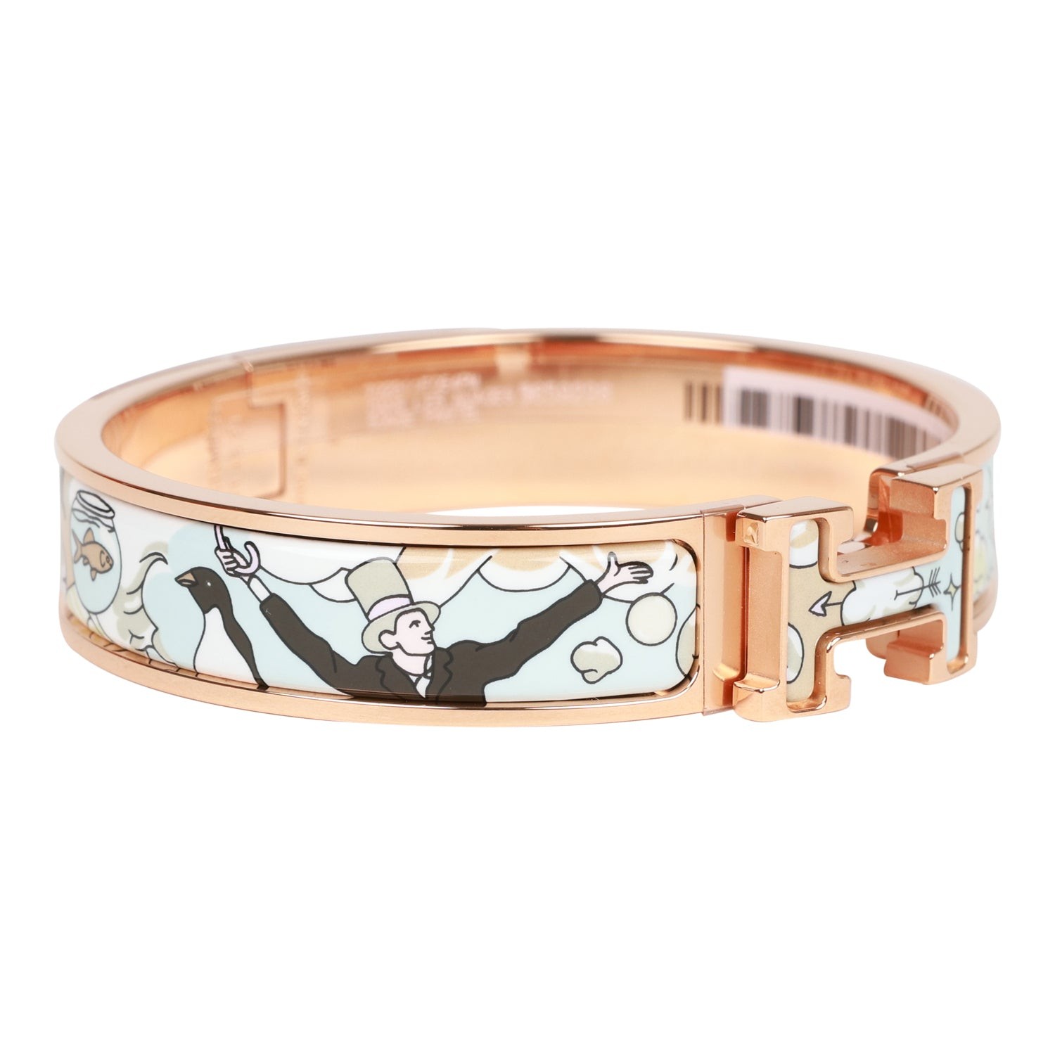 Hermès Dans Les Nuages Clic Clac H Narrow Enamel Bracelet PM RGHW