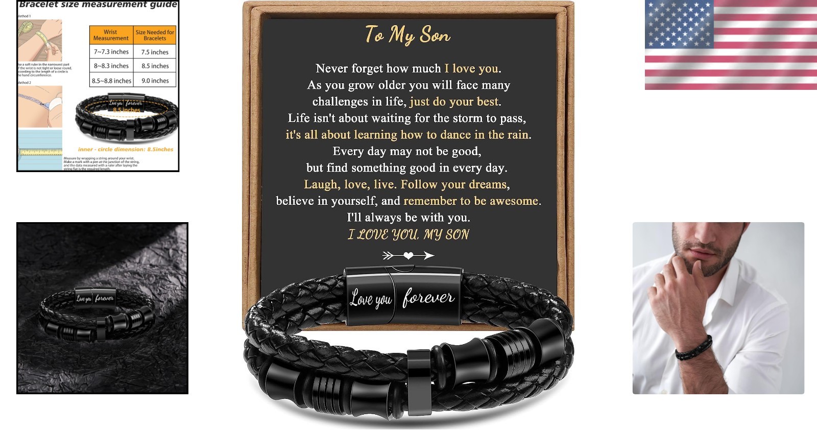 To My Son Gift for Son Bracelet Love from Mom, Dad Forever Birthday, Graduation
