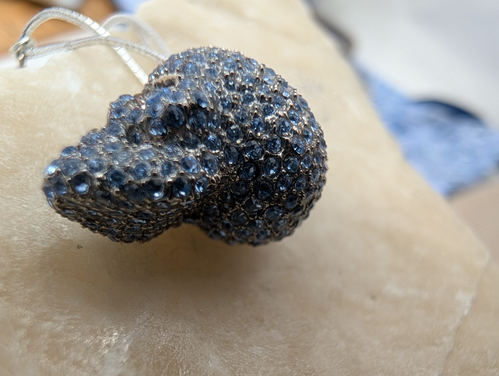COACH NWT Blue Pave Crystal Skull Charm Silver Tone Sparkly RARE READ