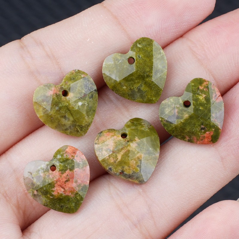 20pcs Mixed Natural Stone Heart Beads 13mm Pendants DIY Jewelry Making Bracelet