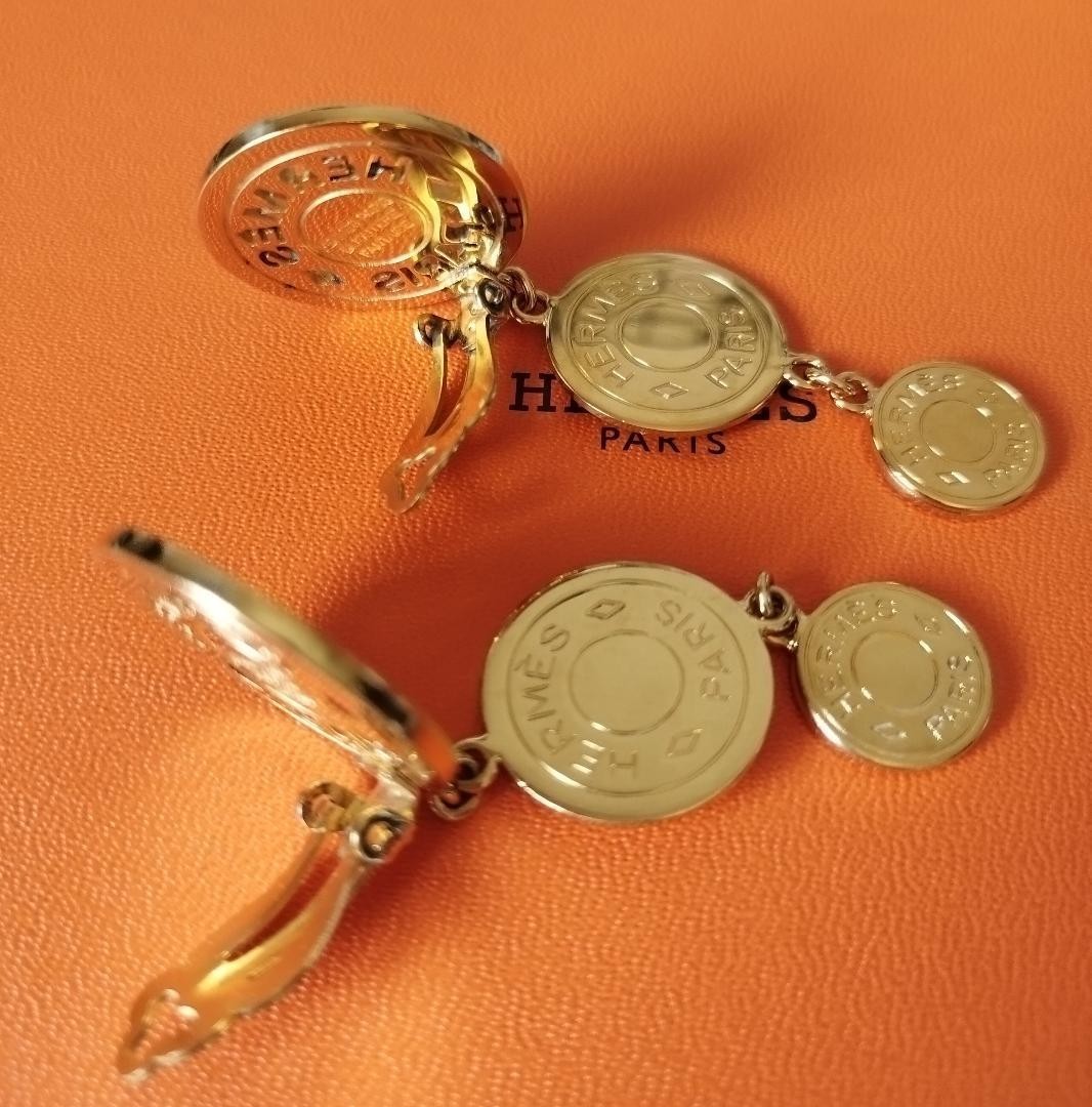 HERMES 3 Series Accessories Earrings Metal Gold